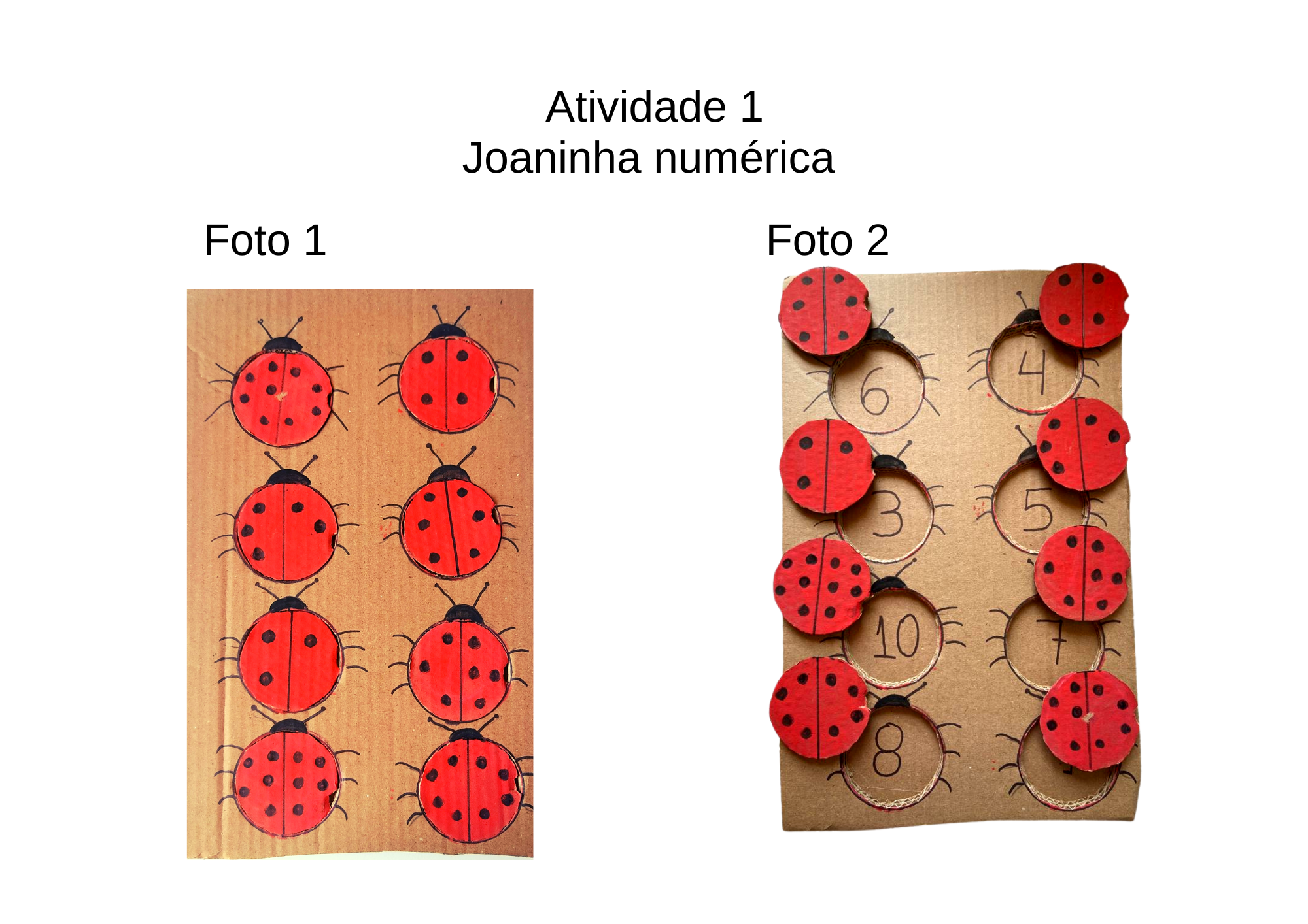 Atividade Joaninha numérica usando papelão