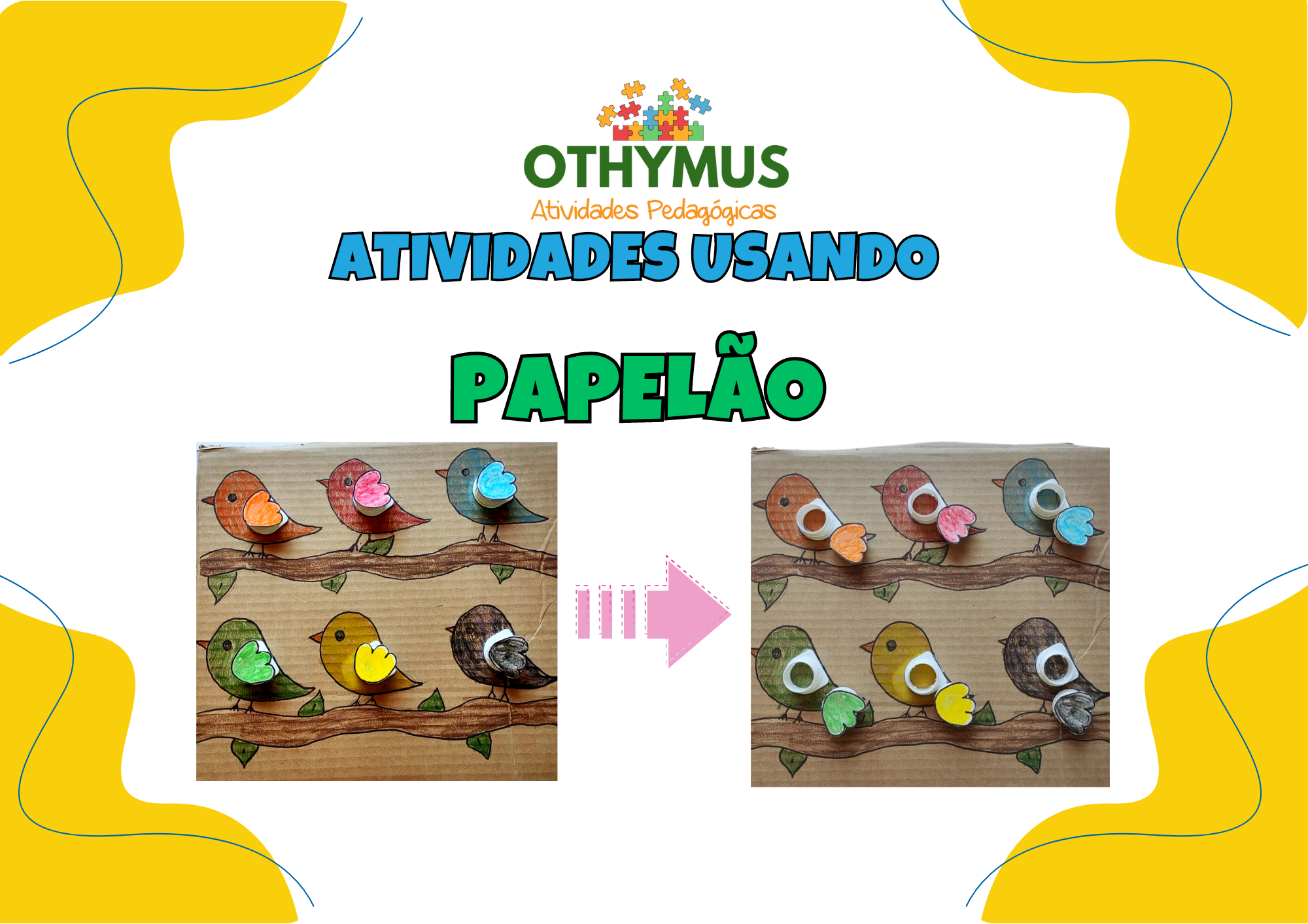 Atividade de papelão pareamento das asas dos passarinhos