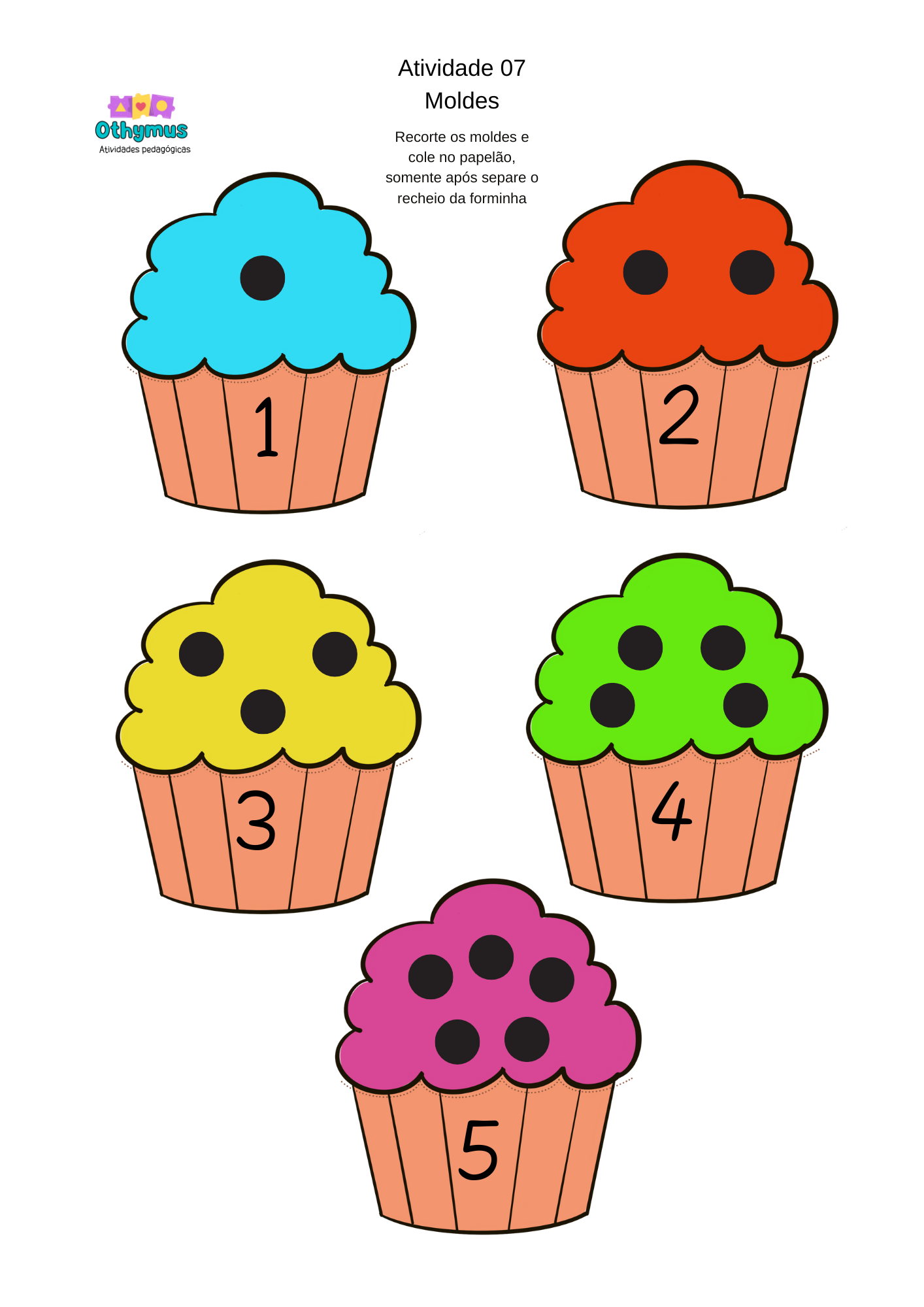 cupcakes numéricos de papelão