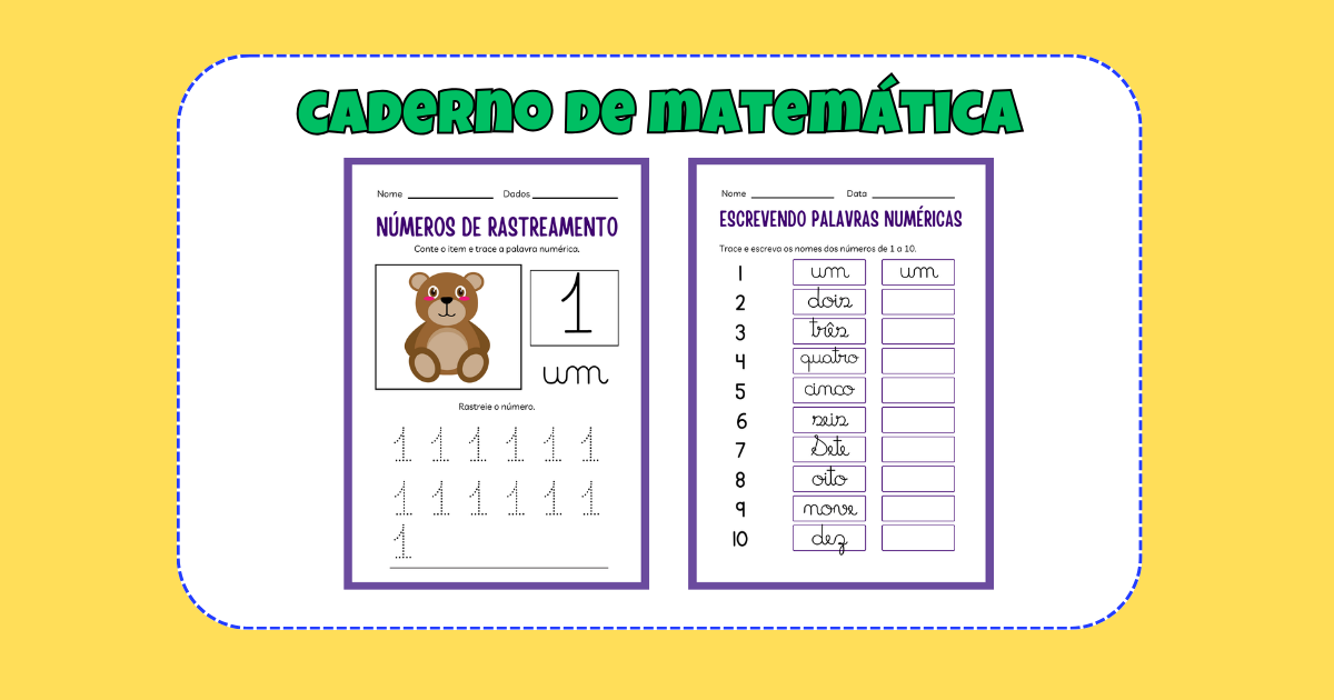 Caderno de exercícios numerais